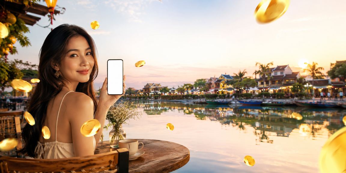 Người dùng tại Hội An tra cứu thông tin tiền thưởng đăng ký trên điện thoại
