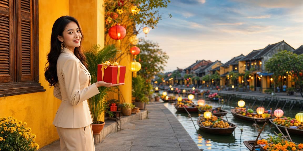 Người dùng xem kèo bóng đá trên điện thoại tại lễ hội đêm phố cổ Hội An rực rỡ đèn lồng